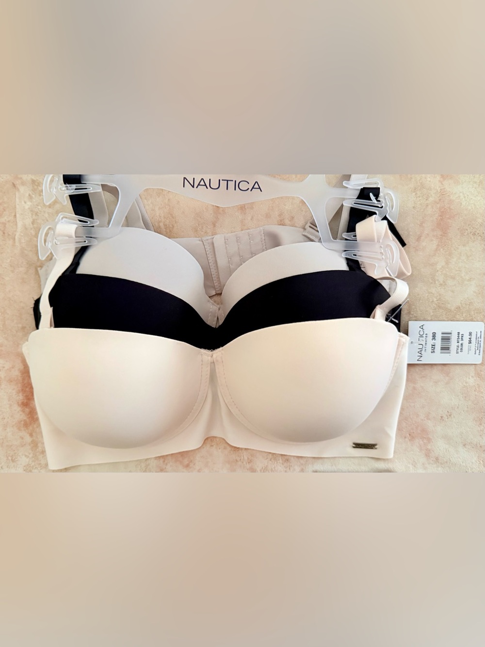 NWT Nautica Intimates Convertible Contour Bra 3-Pack - Size 38D Style NT5448